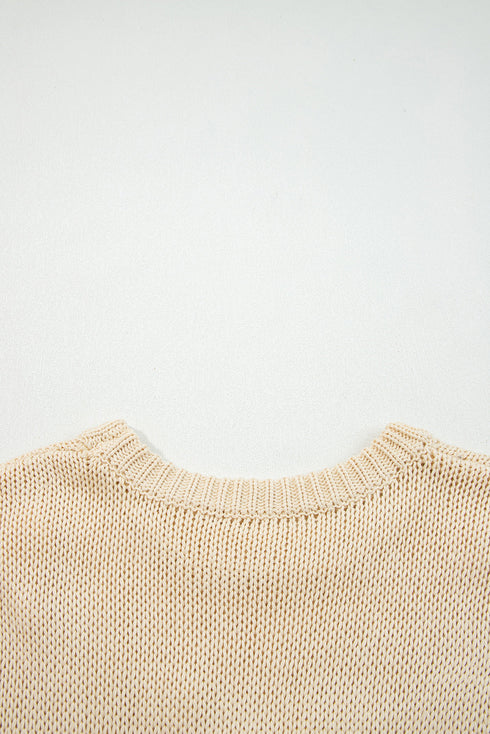 Short Sleeve Crew Neck Bow Accent Sweater Top