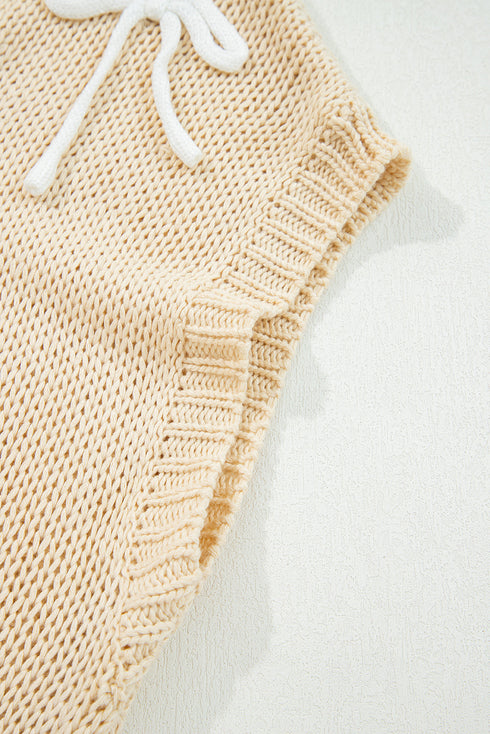 Short Sleeve Crew Neck Bow Accent Sweater Top