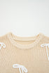Short Sleeve Crew Neck Bow Accent Sweater Top