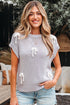 Short Sleeve Crew Neck Bow Accent Sweater Top
