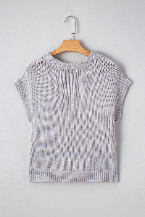 Short Sleeve Crew Neck Bow Accent Sweater Top