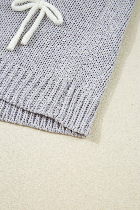 Short Sleeve Crew Neck Bow Accent Sweater Top