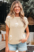 Short Sleeve Crew Neck Bow Accent Sweater Top