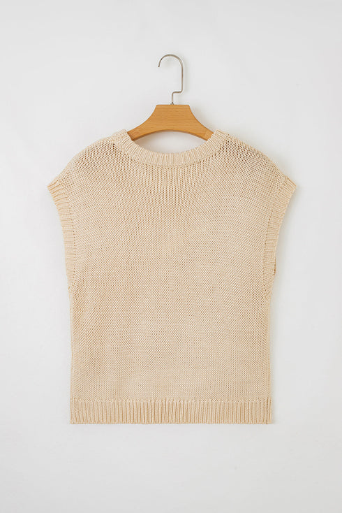Short Sleeve Crew Neck Bow Accent Sweater Top