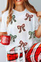 Short Sleeve Crew Neck Graphic Bow Print Jersey Tee