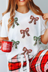Short Sleeve Crew Neck Graphic Bow Print Jersey Tee