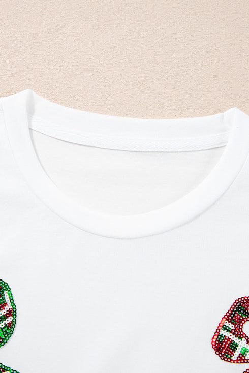 Short Sleeve Crew Neck Graphic Bow Print Jersey Tee