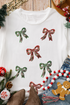 Short Sleeve Crew Neck Graphic Bow Print Jersey Tee