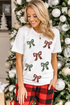 Short Sleeve Crew Neck Graphic Bow Print Jersey Tee