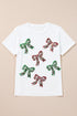 Short Sleeve Crew Neck Graphic Bow Print Jersey Tee