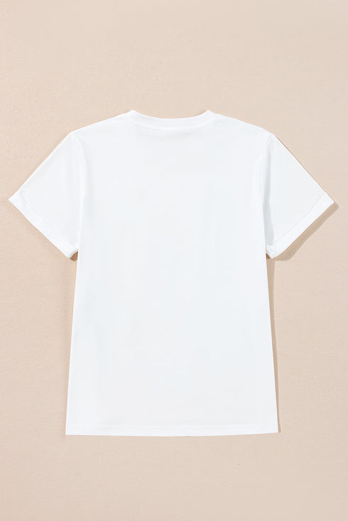 Short Sleeve Crew Neck Graphic Bow Print Jersey Tee