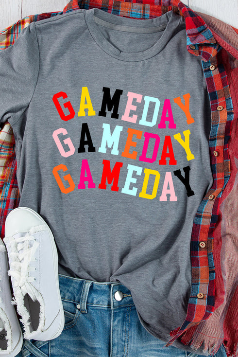 Short Sleeve Crew Neck Letter Print Graphic Tee