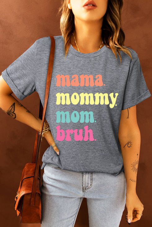 Short Sleeve Crew Neck Letter Print Graphic Tee