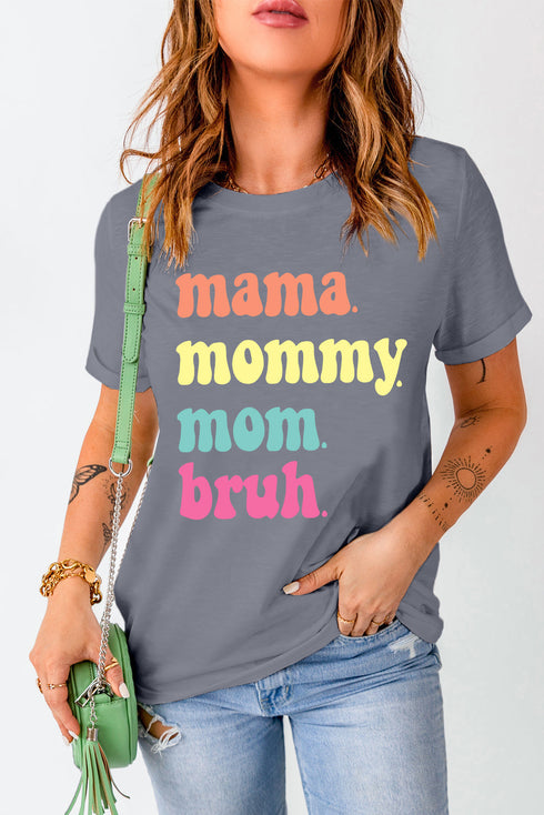 Short Sleeve Crew Neck Letter Print Graphic Tee