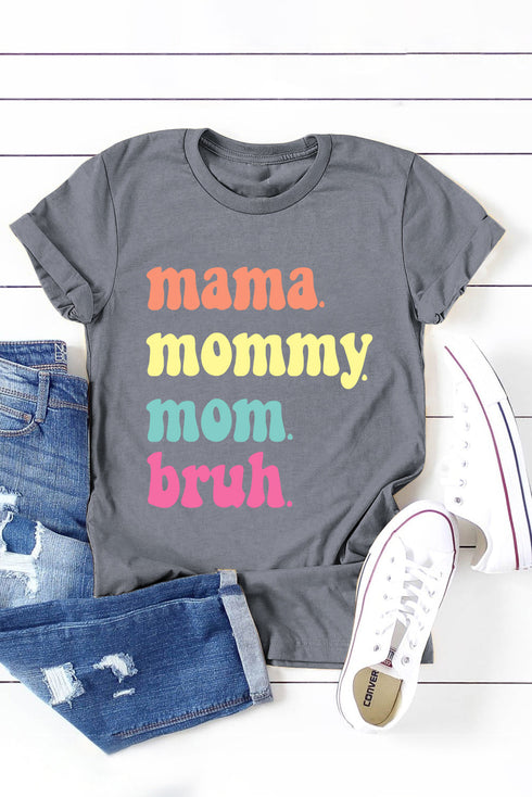 Short Sleeve Crew Neck Letter Print Graphic Tee