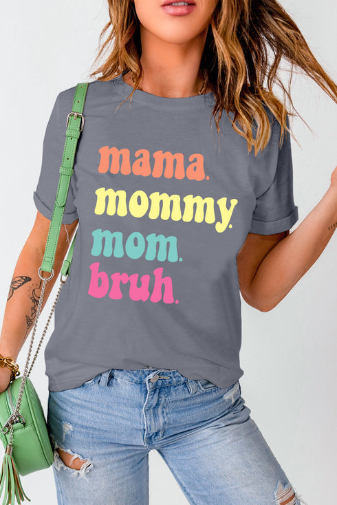 Short Sleeve Crew Neck Letter Print Graphic Tee