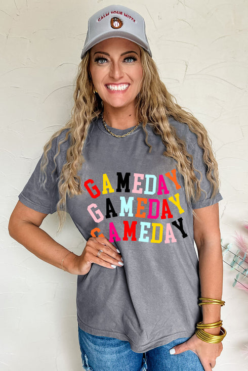 Short Sleeve Crew Neck Letter Print Graphic Tee