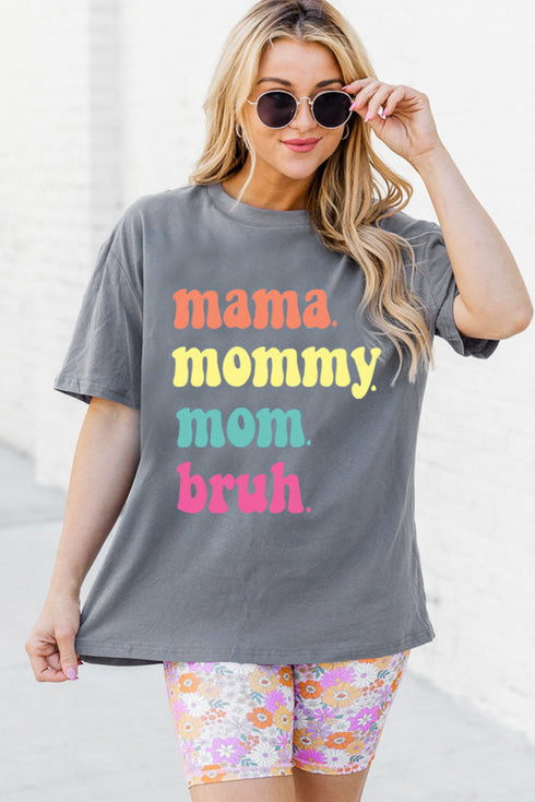 Short Sleeve Crew Neck Letter Print Graphic Tee