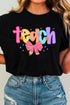 Short Sleeve Crew Neck Teach Graphic Print Tee