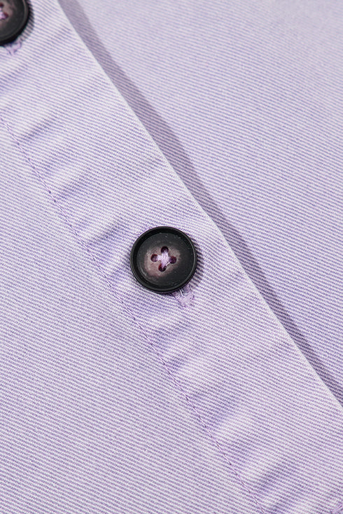 Short Sleeve Double Chest Pocket Denim Shirt Dress