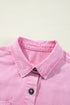Short Sleeve Double Pocket Solid Denim Shirt Mini Dress