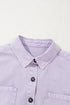 Short Sleeve Double Pocket Solid Denim Shirt Mini Dress