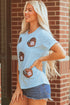 Short Sleeve Embellished Baseball Mitt Graphic Tee