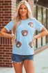 Short Sleeve Embellished Baseball Mitt Graphic Tee