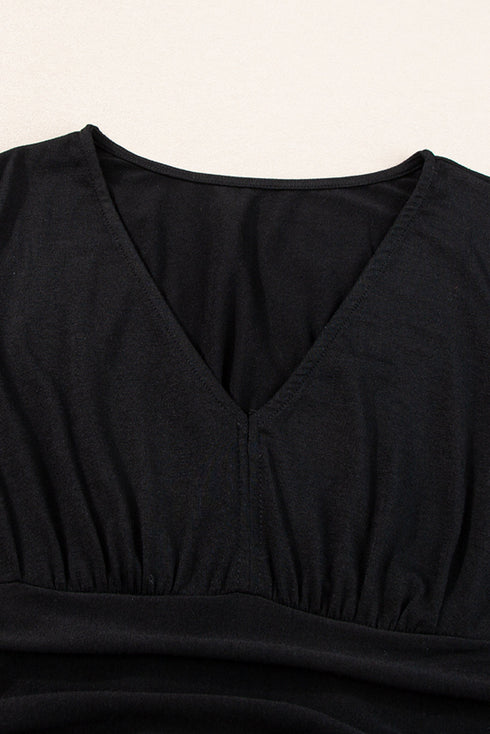 Short Sleeve Empire Waist V Neck Maxi Dress