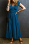 Short Sleeve Empire Waist V Neck Maxi Dress