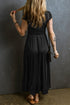 Short Sleeve Empire Waist V Neck Maxi Dress