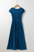Short Sleeve Empire Waist V Neck Maxi Dress