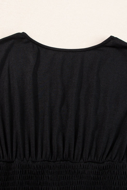 Short Sleeve Empire Waist V Neck Maxi Dress