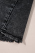 Short Sleeve Flap Pocket Raw Hem Button Up Denim Shirt
