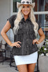 Short Sleeve Flap Pocket Raw Hem Button Up Denim Shirt