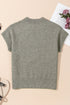 Short Sleeve Floral Applique Ribbed Knit Sweater Top
