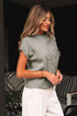Short Sleeve Floral Applique Ribbed Knit Sweater Top