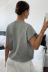 Short Sleeve Floral Applique Ribbed Knit Sweater Top