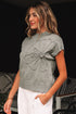 Short Sleeve Floral Applique Ribbed Knit Sweater Top