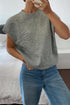 Short Sleeve Floral Applique Ribbed Knit Sweater Top