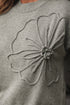 Short Sleeve Floral Applique Ribbed Knit Sweater Top