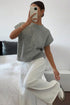 Short Sleeve Floral Applique Ribbed Knit Sweater Top