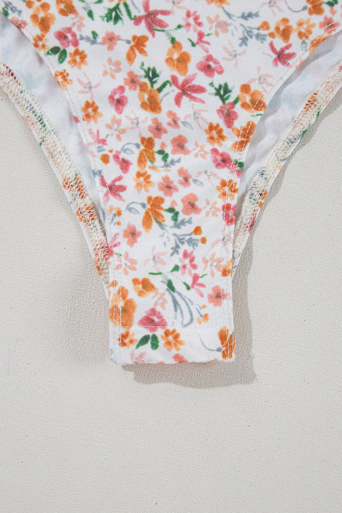 Short Sleeve Floral Print Ruched Sweetheart Bodysuit