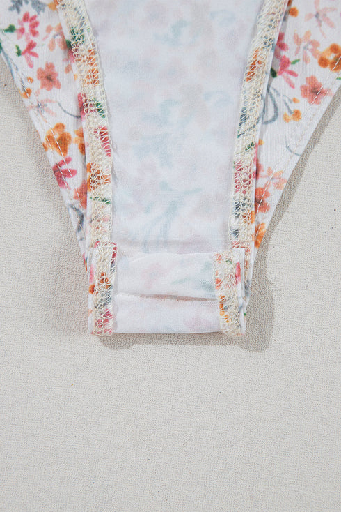 Short Sleeve Floral Print Ruched Sweetheart Bodysuit