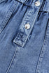 Short Sleeve Folded Edge Button Front Denim Romper