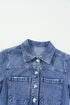Short Sleeve Folded Edge Button Front Denim Romper