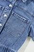 Short Sleeve Folded Edge Button Front Denim Romper