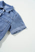 Short Sleeve Folded Edge Button Front Denim Romper