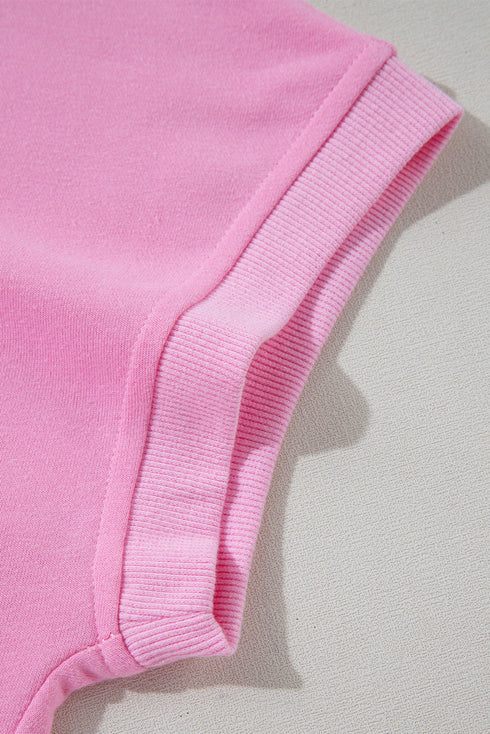 Short Sleeve Half Zip Relaxed Pullover Hoodie