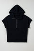 Short Sleeve Half Zip Relaxed Pullover Hoodie
